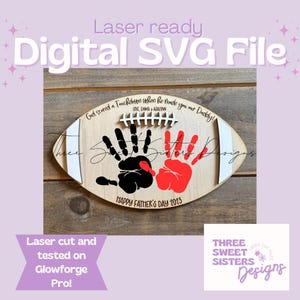Gepersonaliseerde Vaderdag handafdruk teken SVG-bestand | Lasergesneden bestand | Glowforge-bestand | Cadeaus voor papa | Cadeaus voor opa | Voetbal