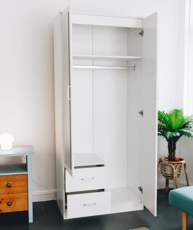 2 Door Wardrobe with Mirror and Drawers Free Delivery Etsy
