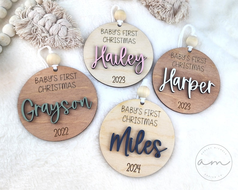 Baby's First Christmas Personalized Ornament Baby Keepsake Baby Shower Gift Baby Name Sign First Christmas Ornament 2023 2024