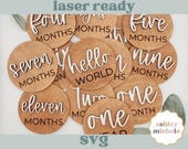 Monthly Milestone Markers Laser Cut File, Glowforge File, Baby Monthly Disks, svg cut file, Monthly Markers svg FIle, Baby Announcement svg