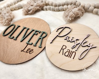 Baby Name Announcement 3D Wood Sign | Birth Announcement | Hospital Name Sign | Baby Footprints Sign | Birth Stat Sign | Baby Shower Gift