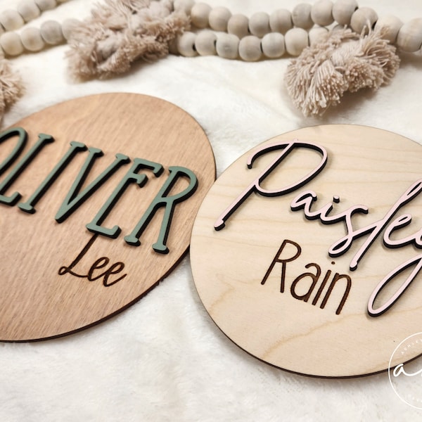 Baby Name Announcement 3D Wood Sign | Birth Announcement | Hospital Name Sign | Baby Footprints Sign | Birth Stat Sign | Baby Shower Gift