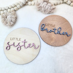 Baby Reveal Sign | Announcement | Sister Brother | Gender Reveal | Hello World | Baby Shower Gift | She&#39;s Here | He&#39;s Here