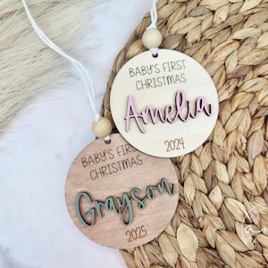 Personalized Baby&#39;s First Christmas Ornament, Baby Keepsake, Baby Shower Gift, Baby Name Sign, First Christmas Ornament | 2023 | 2024 | 2025