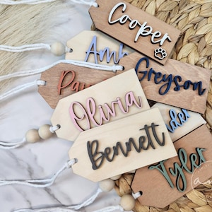 Personalized Christmas Stocking Tags – Custom Name Stocking Tags – Holiday Decor – Wooden Name Tags – Family Gift Tag – Stocking Name Tag