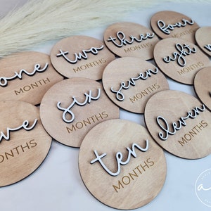 Baby Monthly Milestone Markers | Wooden | Boho | Baby Photos | Gift | Milestone Disks | Signs | Hello World | Baby Shower | Milestone Cards