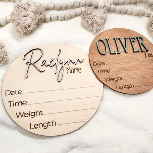 Baby Announcement Sign | Birth Announcement Sign | Hospital Name | Newborn Photo Prop | Baby Name Sign | Baby Shower Gift | Footptints