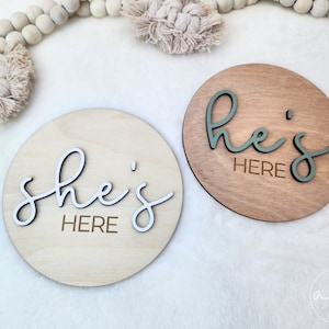 Baby Reveal Sign | Announcement | Sister Brother | Gender Reveal | Hello World | Baby Shower Gift | She&#39;s Here | He&#39;s Here