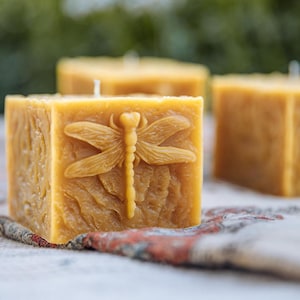 Large Beeswax Dragonfly Candle, beeswax pillar candle, silhouette candle, rectangular candle, lantern candle