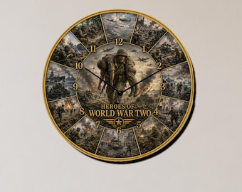 World War II Heroes Brave Soldiers Wall Clock Stunning Art Battles Ships Tanks