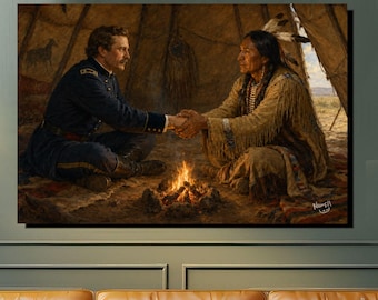 Regrets Yes Indian Chief Comments We Have Both Lost Many Its Time For Peace, Canvas Wrap Wall Art ,Home Decor,   Oil Painting or Poster