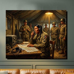 Indianische Code-Sprecher im Zweiten Weltkrieg – Helden, die Tausende von Leben retteten – Leinwandbild, Wanddekoration