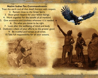 THE 10 INDIAN COMMANDMENTS vintage photo poster INSPIRATIONAL historic 24X36