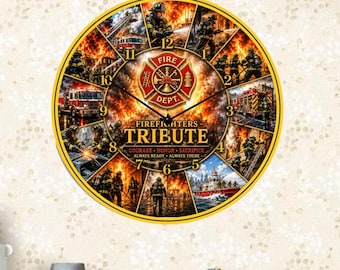 Firefighters Tribute Courage Service Honor Wall Clock Stunning Art