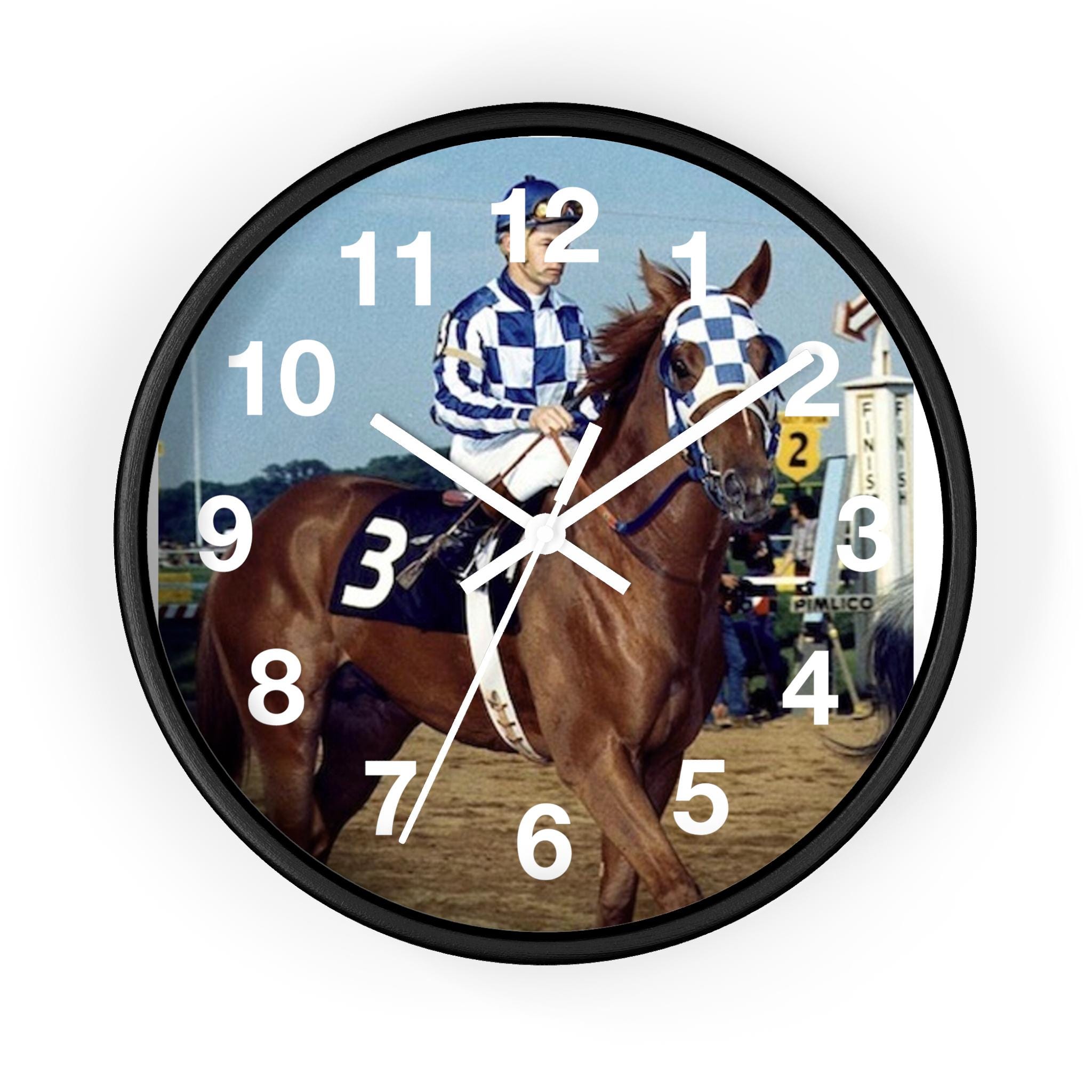 Secretariat Wins Triplr Crown Art Clock Art Wall Clock, Horse Racing ...