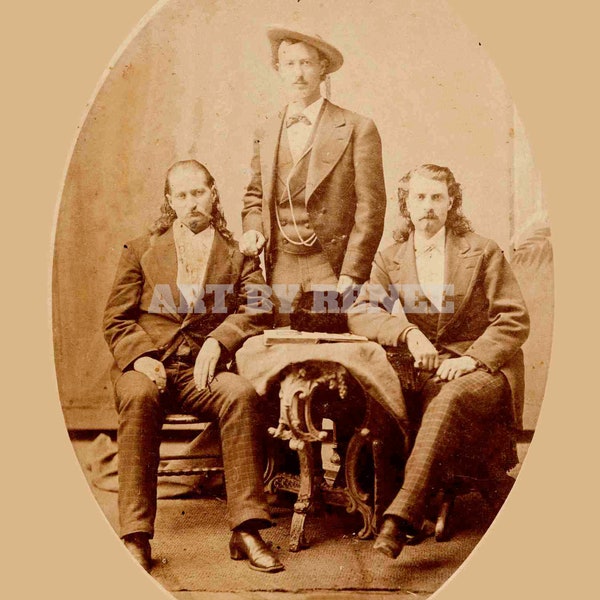 Old West 1873 Wild Bill Hickok Texas Jack Omohundro, and Buffalo Bill Cody Very Rare Photo 8 x10 Photo