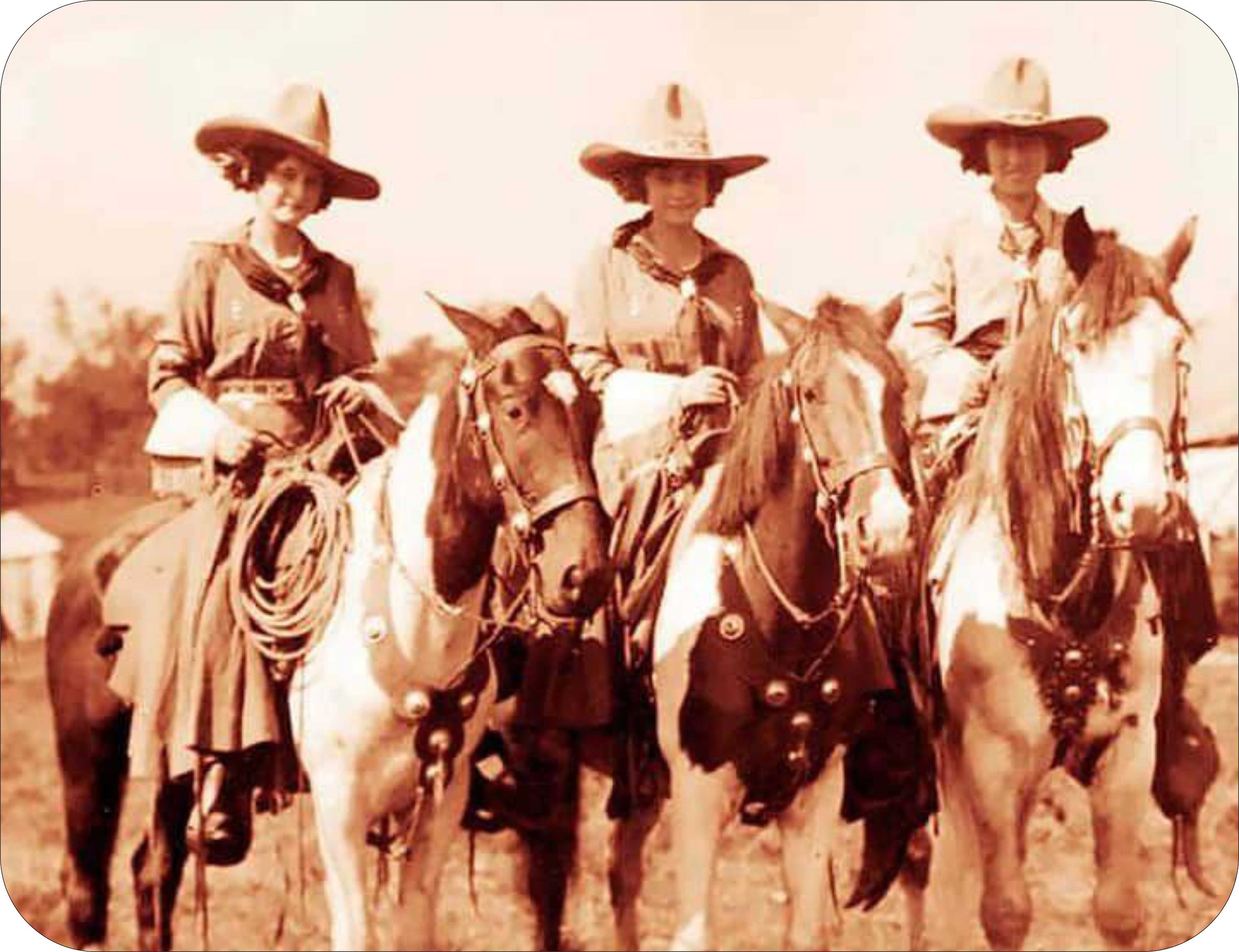 Western Rodeas 3 Ladies on Horseback Rodeo Cowgirls Mouse Pad Western Photo From the ...