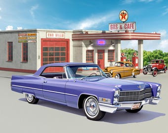1965 CAdillac Car Art Print Mouse Pad Photo Mousepads Vintage Advertising Promotion Auto Painting AI Art