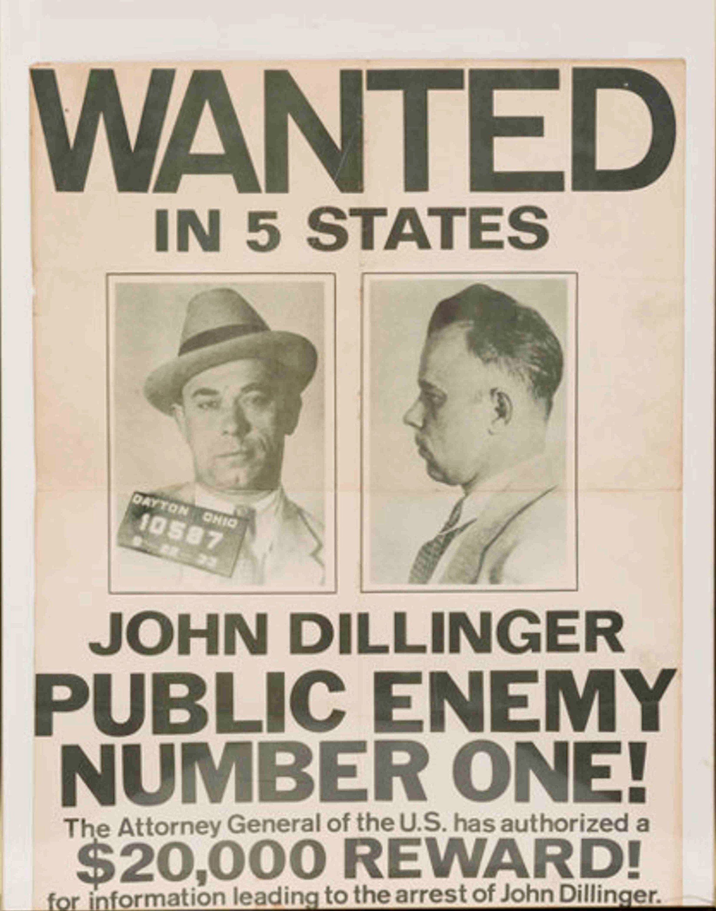 John Dillinger Wanted Poster