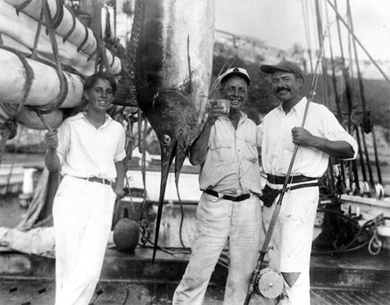 Ernest Hemingway Fishing in Key West Florida With Friends Photo 8