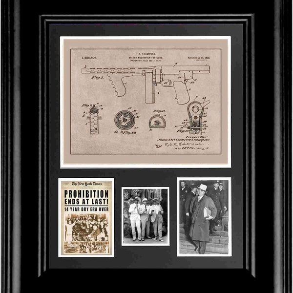 Al Capone 16 X 20 Art Collage Framed Print Rule the roaring Twenties with a Thompson Machine Gun