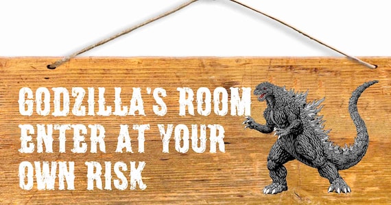 レイジオブザドラゴンズ　ミニポスター Wood Sign 6 X 15 Warning Godzilla Zone - Etsy