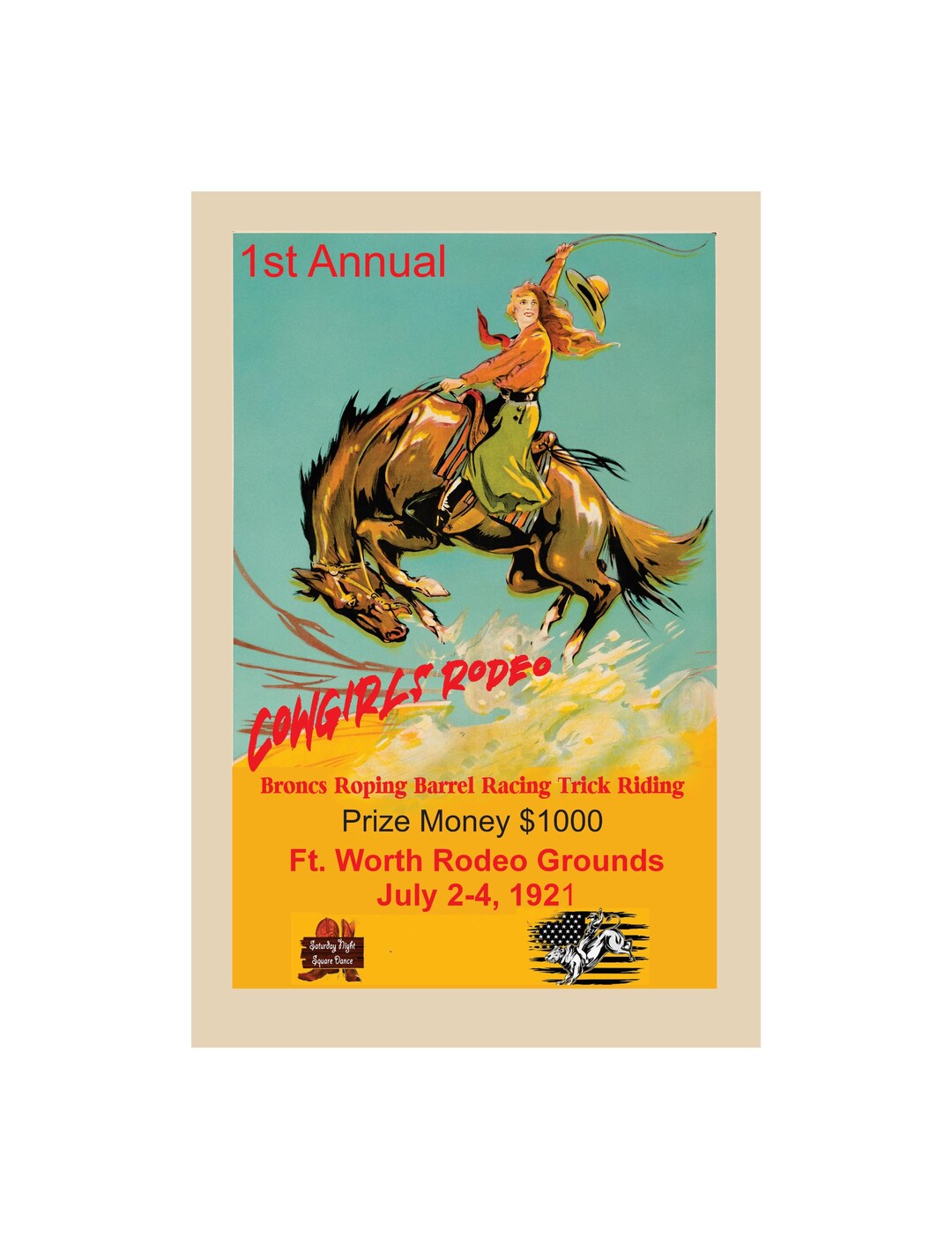 First Rodeo Posters First Cowgirl Rodeo Mini Poster 8 X 12 Inches High Res Photo on Fuji ...