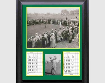 First Masters Tournament Augusta Bobby Jones Tees Off First Hole 1934 16 x 20 Wood Framed Print Very Rare Photo