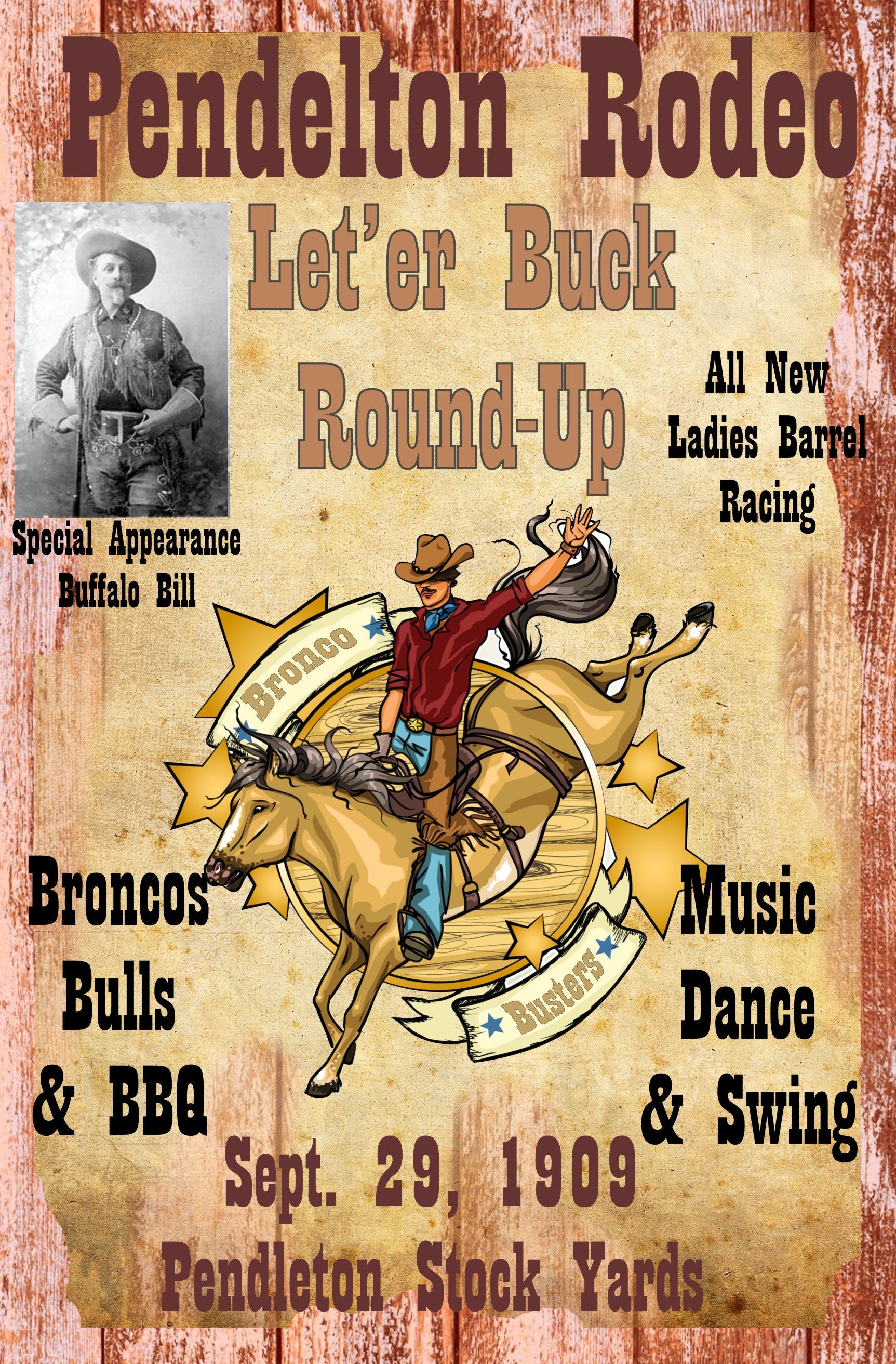 Pendleton Rodeo Sticker Rodeo at Pendleton 1909 Vintage Rodeo Poster 12 X18 Inches Retro Print ...