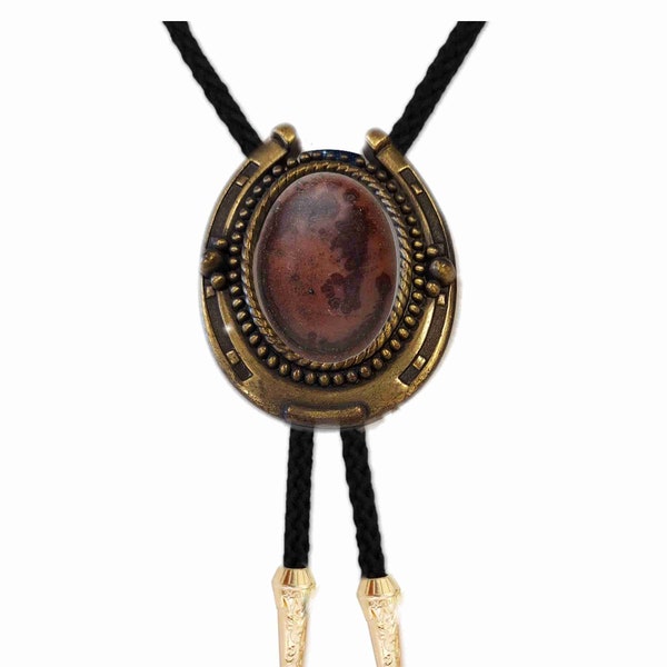 Gemstone Crazy Horse Cabochon Bolo tie  Comes with cord 36 inches, and  Gold chrome 1 inch tips A 30 x 40 MM Gemstone