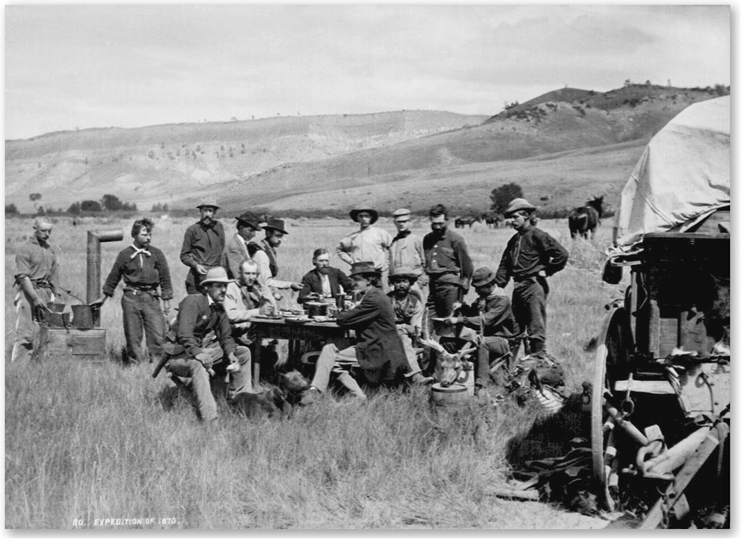 Old West Cowboys Cattle Drovers Lunch at the Chuck Wagon Place Unknown ...