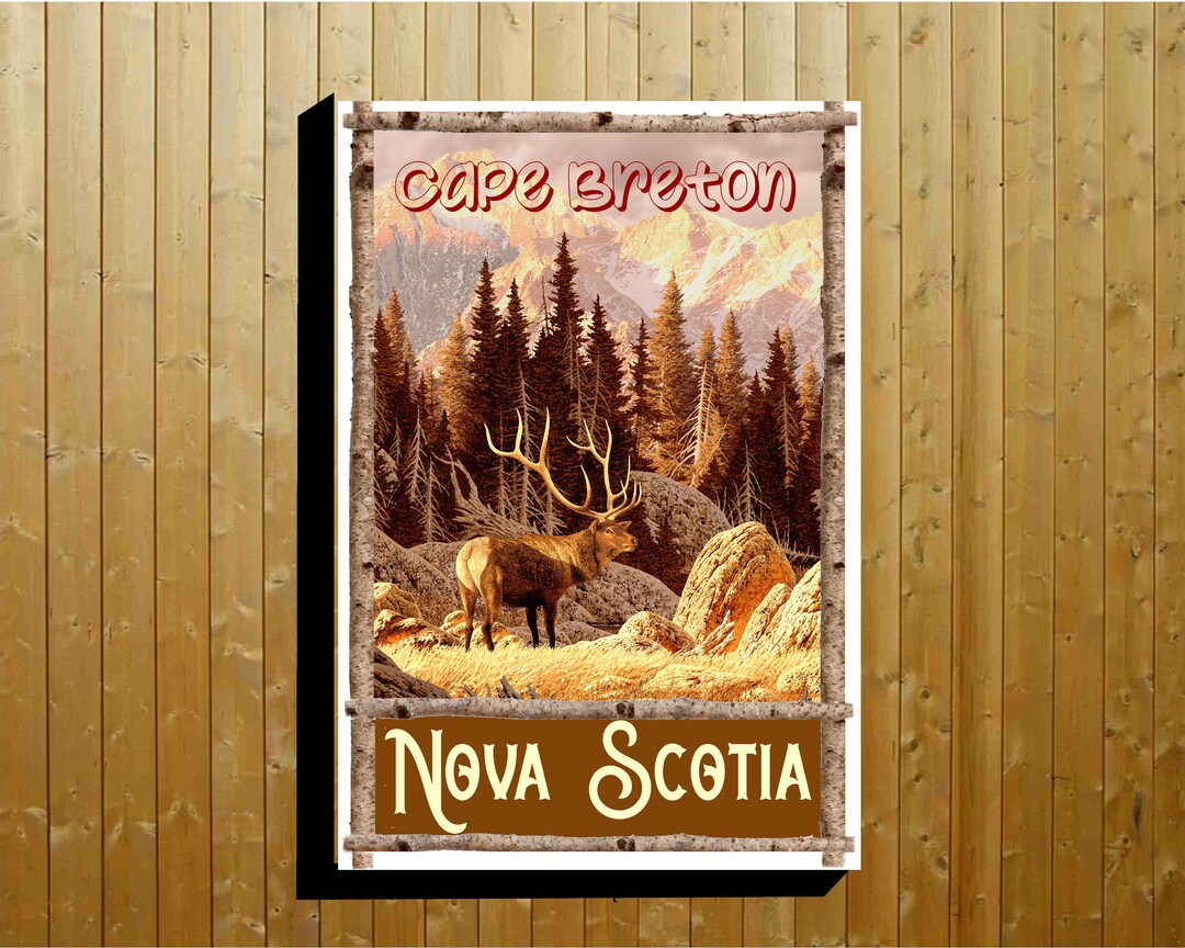 Visit Nova Scotia See an Elk Vintage Travel Poster 1950s Retro Etsy