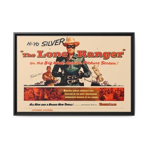 The Lone Ranger Movie Vintage Western Art Print | Canvas Framed Retro Decor for Cowboy Lovers, Movie Poster Wall Art, Gift for Fans