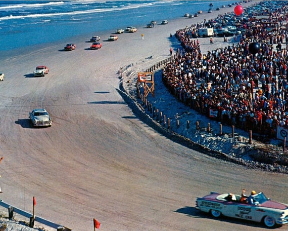 1955 Daytona 500 Stock Car Racing on the Beach X10 Vintage Old