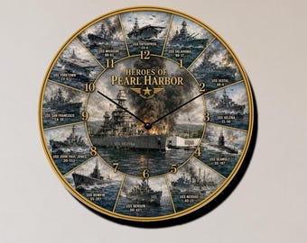 Hereos Of Pearl  Harbor World War II Heroes Brave Soldiers Wall Clock Stunning Art Battles Ships Tanks