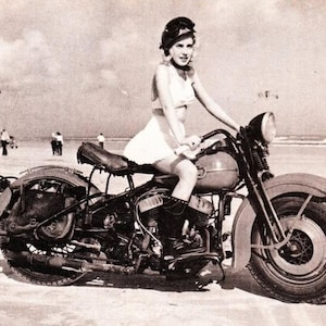 Women Riding a Harley 1940s  8 x10 Photo