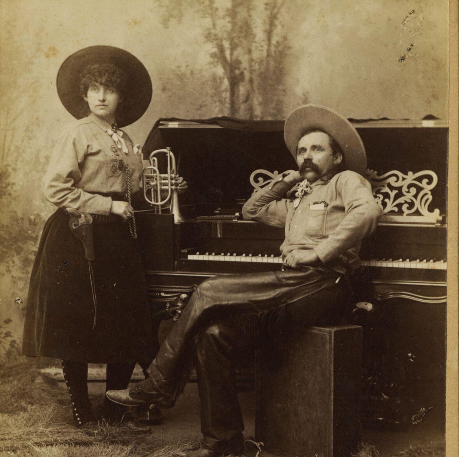 8 X 10 Old West Cowgirl and Cowboy Musicians 1888 Rare Photo or Large ...
