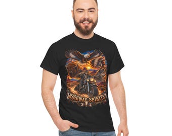 Motorcycle Art T Shirt  Highway Spirits Buffalo WildLife Animals