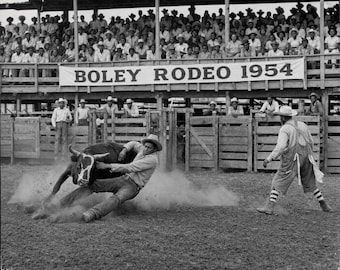 Boley Rodeo 1954 Black Cowboy Steer Wrestling First Black Rodeo in the USA Histoical Photo Art African American 8 x 10 photo