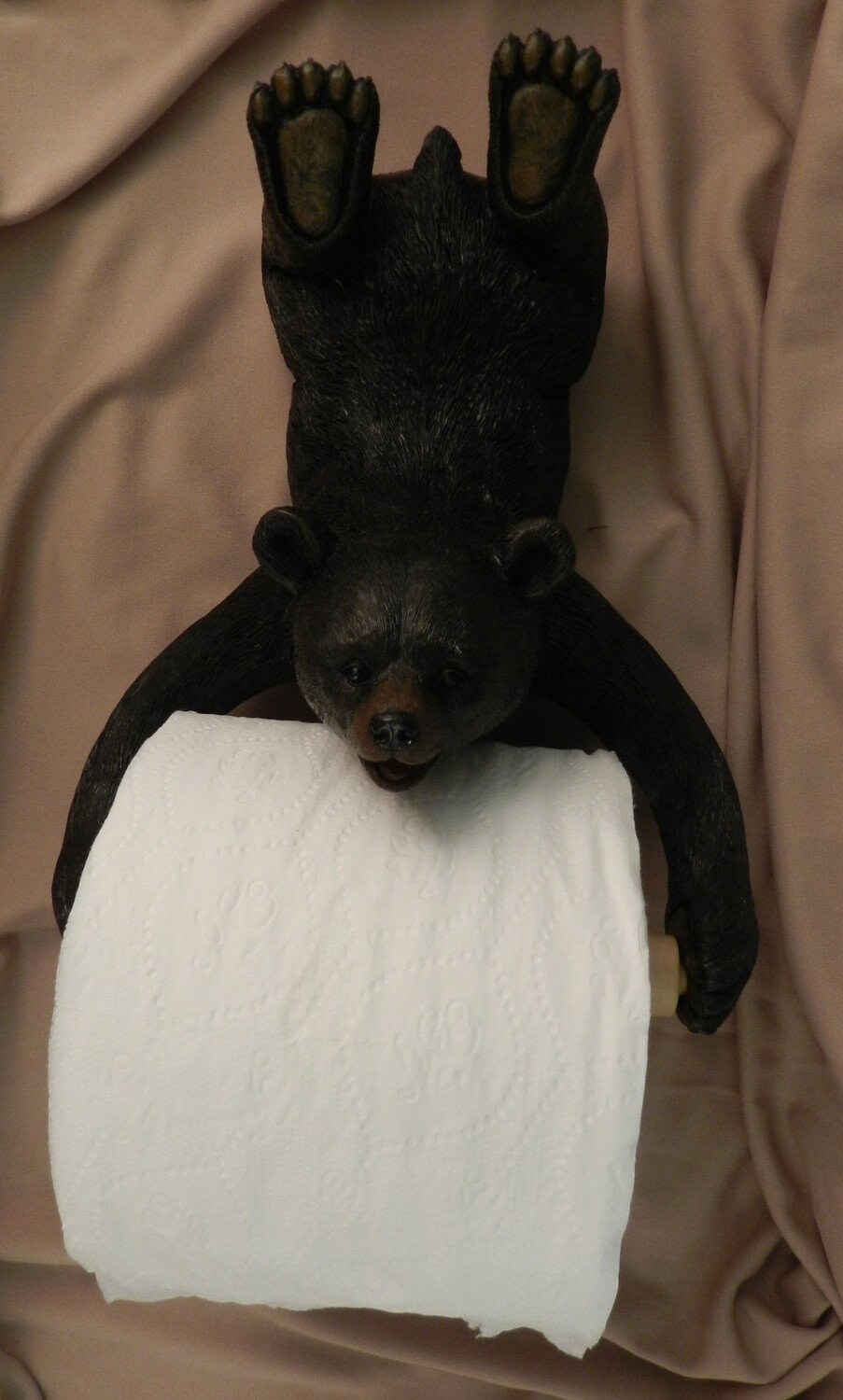 Toilettenpapierhalter Mit Bärenmotiv – Wandmontage, Handbemalt, Schwarz, Kunstharz