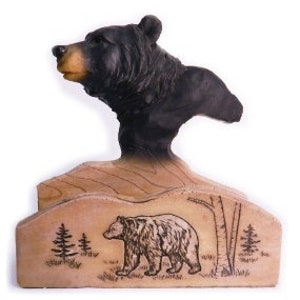 Black Bear  Business Card Holders Theme Rocky mountain Animals  hand made and painted 4 x 5 Inches