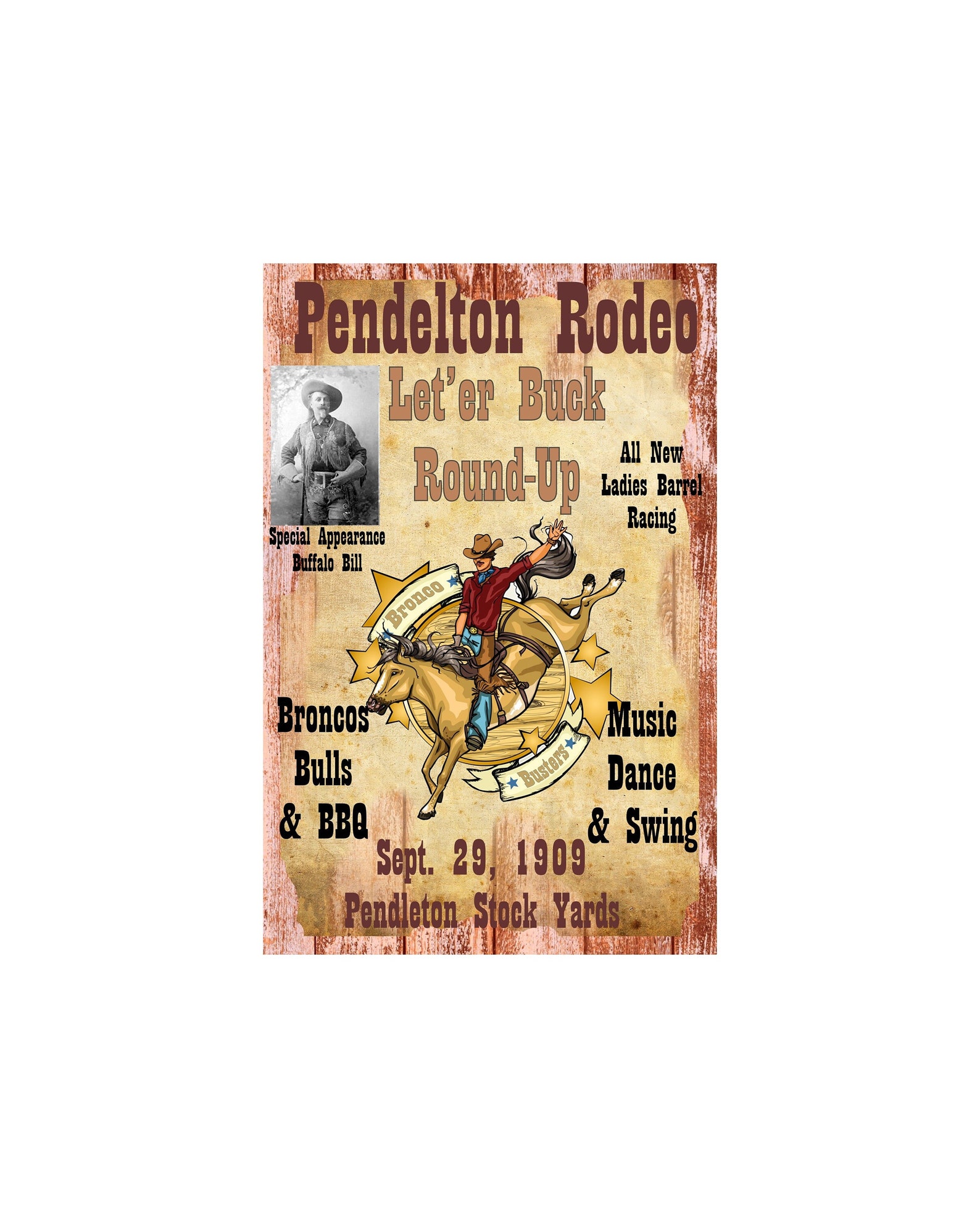 Pendleton Rodeo Sticker Rodeo at Pendleton 1909 Vintage Rodeo Poster 12 X18 Inches Retro Print ...