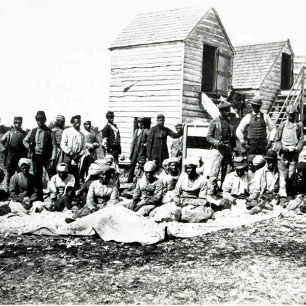 African American slave encampment Georgia 1862 8 x10 Photo  NOTE: photo is extremely distressed. know this before you buy OK.