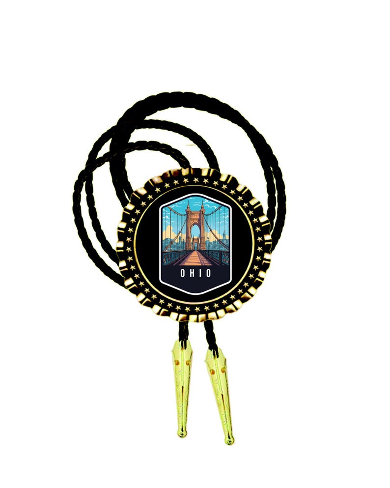 PERSONALIZED Ohio State ART Bolo Tie Photo Art All Brass Necktie Bolo ...
