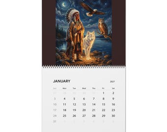 Native Indain Wall Calendars (2027) 12 Different Images Oil Painting By Poster Nowell