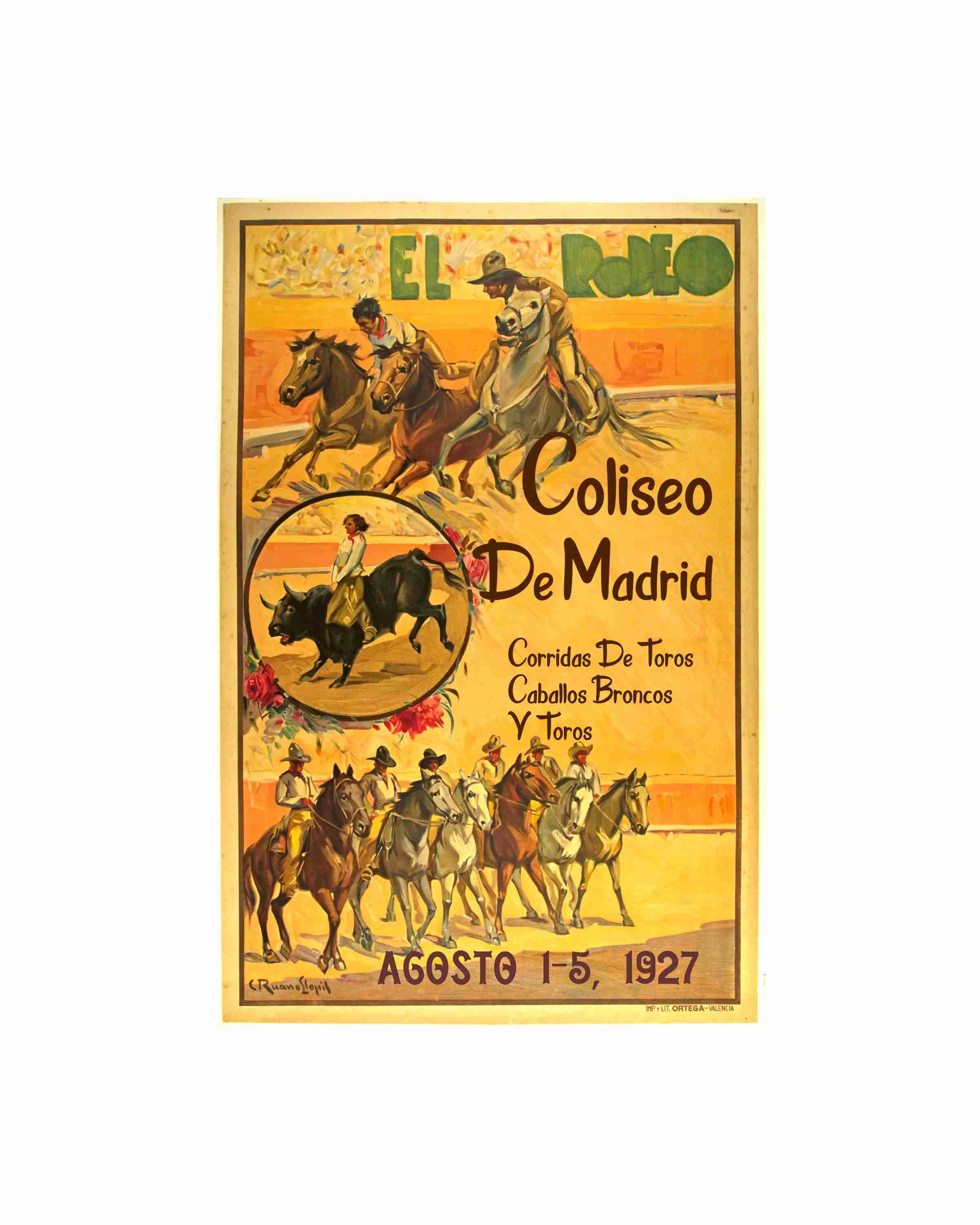 Spanish Spain Rodeo and Bull Fighting 1928 RARE Find Poster 12 X 18 ...
