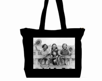 Pendleton Rodeo 4 Cowgirls Zipper Tote Bag Travel Pouch bag Old West Rodeo Cowgirls Women Ladies Girls Gifts Birthdays Wedding Aniversary