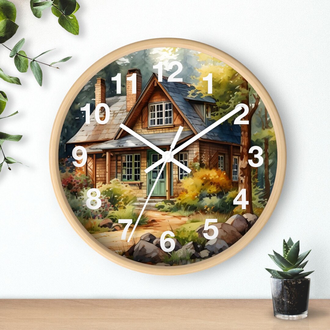Adirondack NY Log Cabin Summer Art Wall Clock 3D Wood Frame Art ...