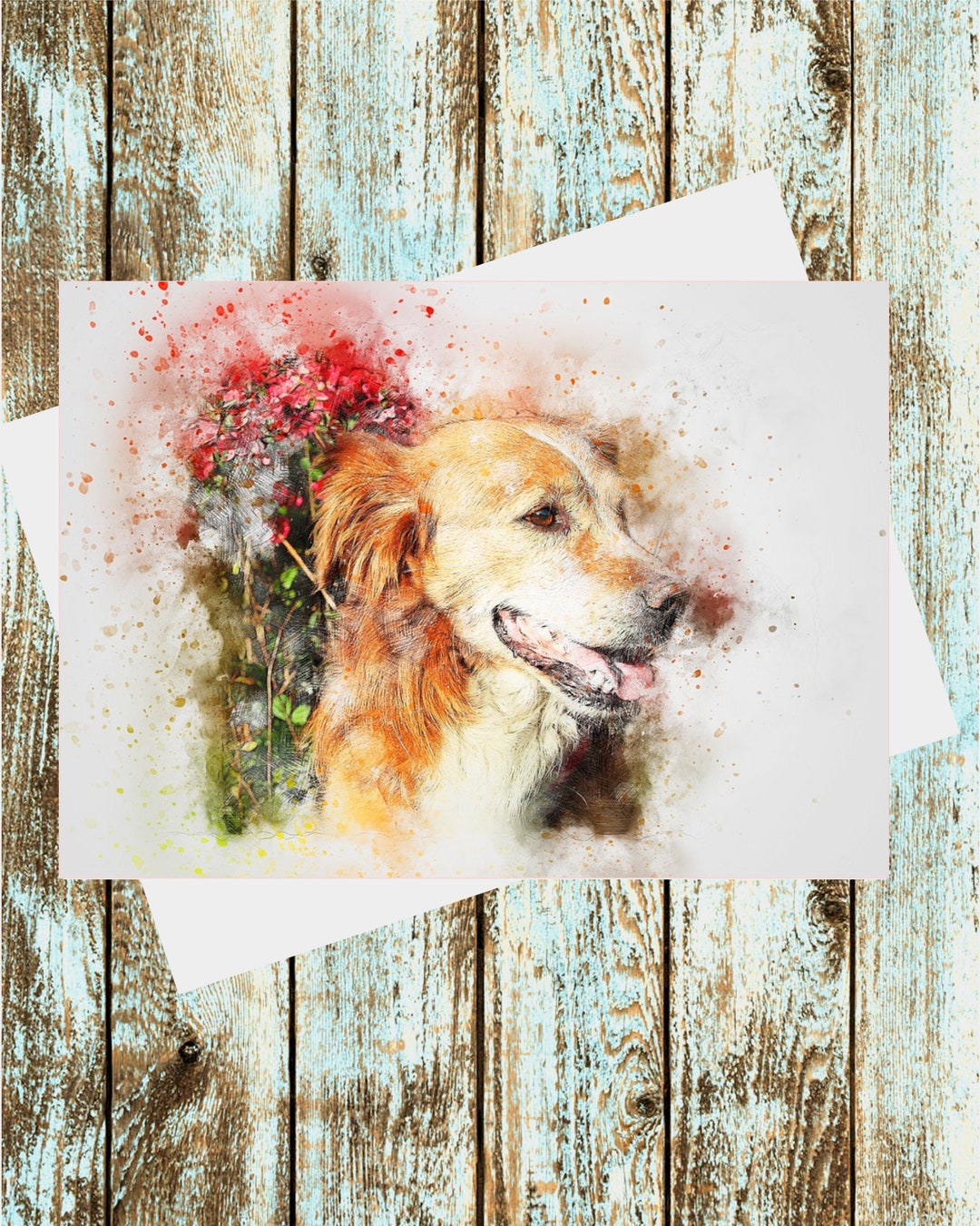Dogs Watercolor Art Set of 6 Greeting Cards 5 X 7 Inches Inside Blank ...