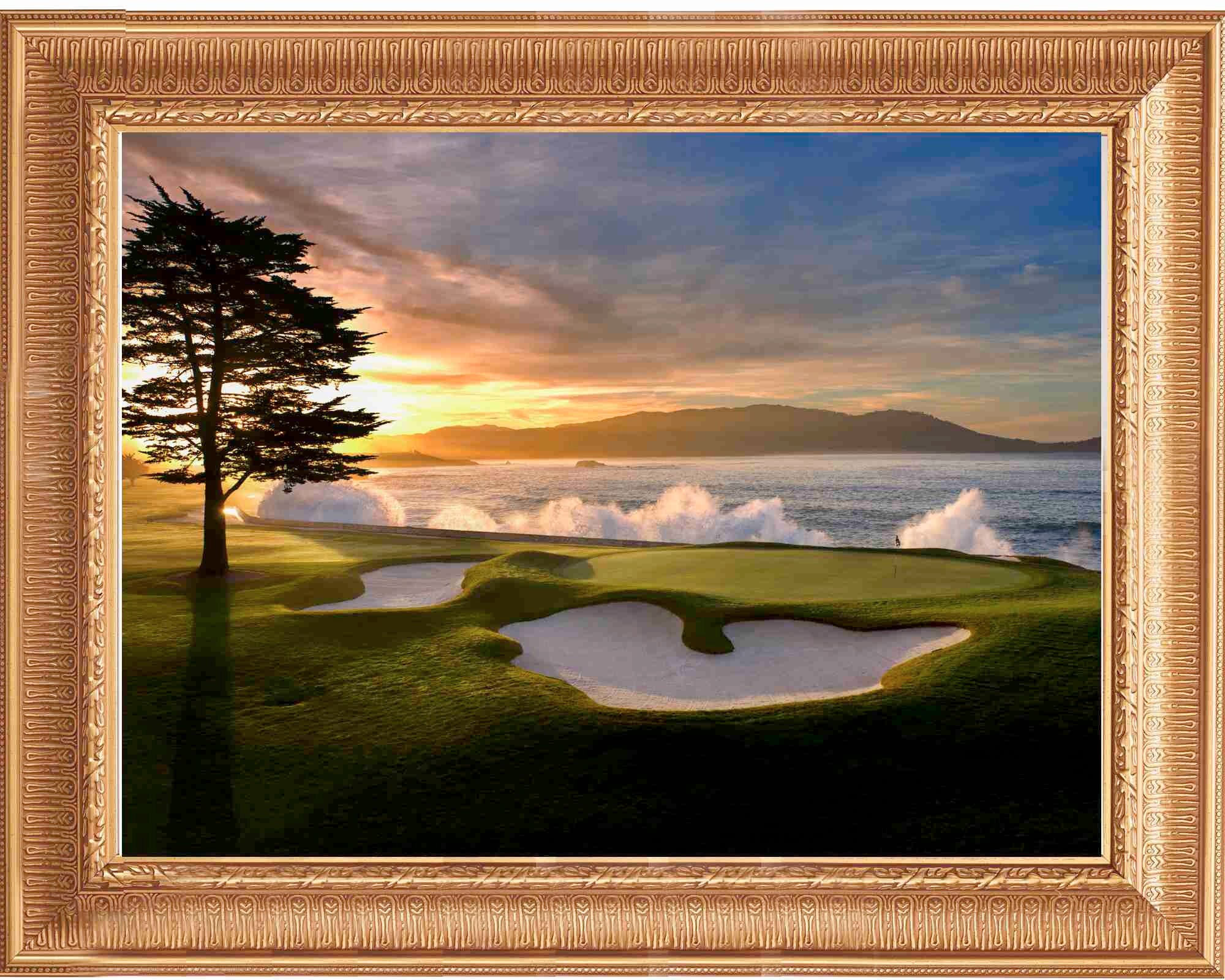 20 x 24 Framed Print Pebble Beach Sunset 18ty Hole Oil Etsy